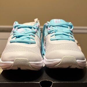 Under Armour Kids Aqua and White Sneakers